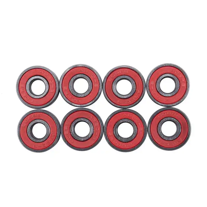 

ABEC 9 Bearings Skateboard Deck Longboard Red Silver 1 set of 8