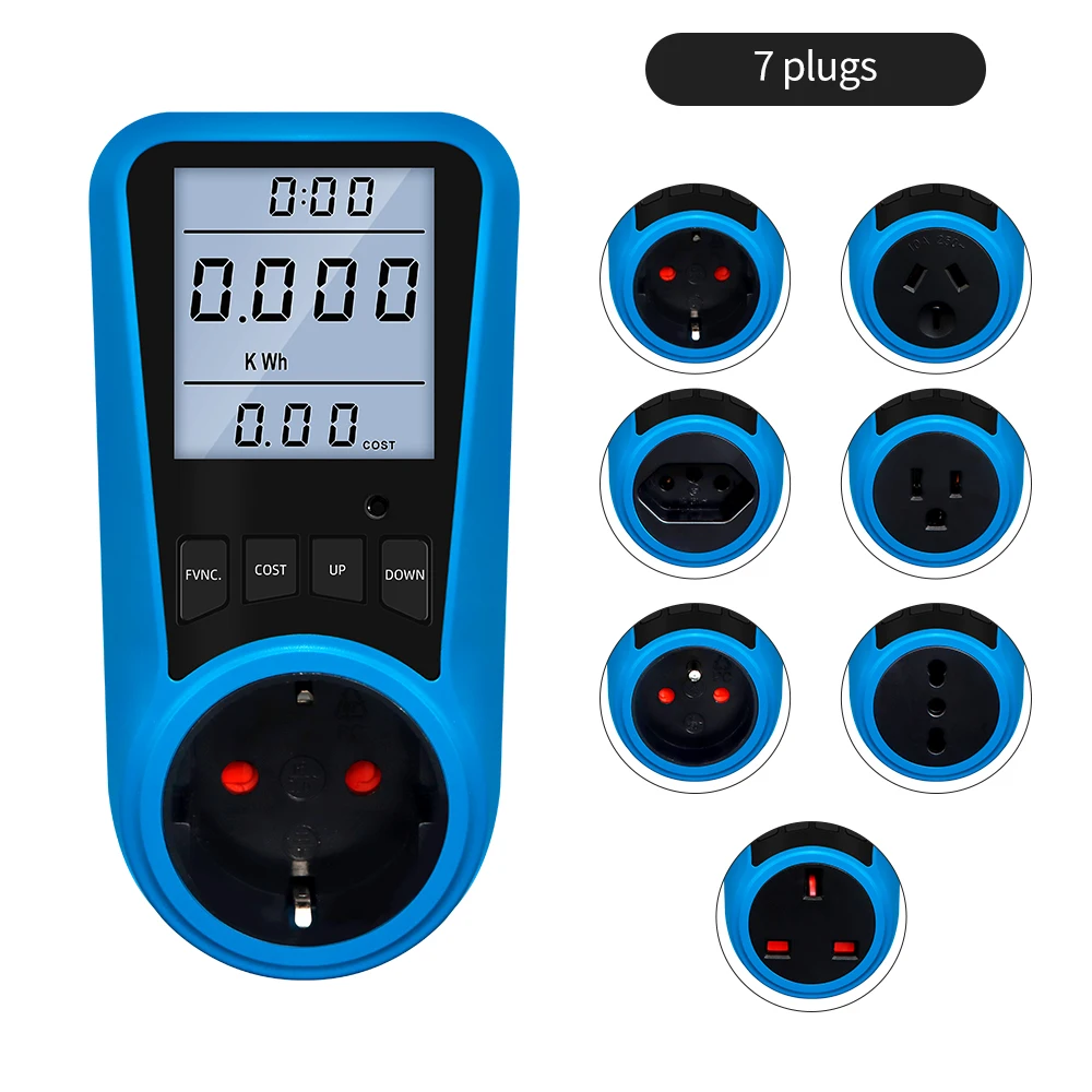 Цифровой измеритель мощности вольтметр с подсветкой вилка EU FR UK US AU BR IT счетчик