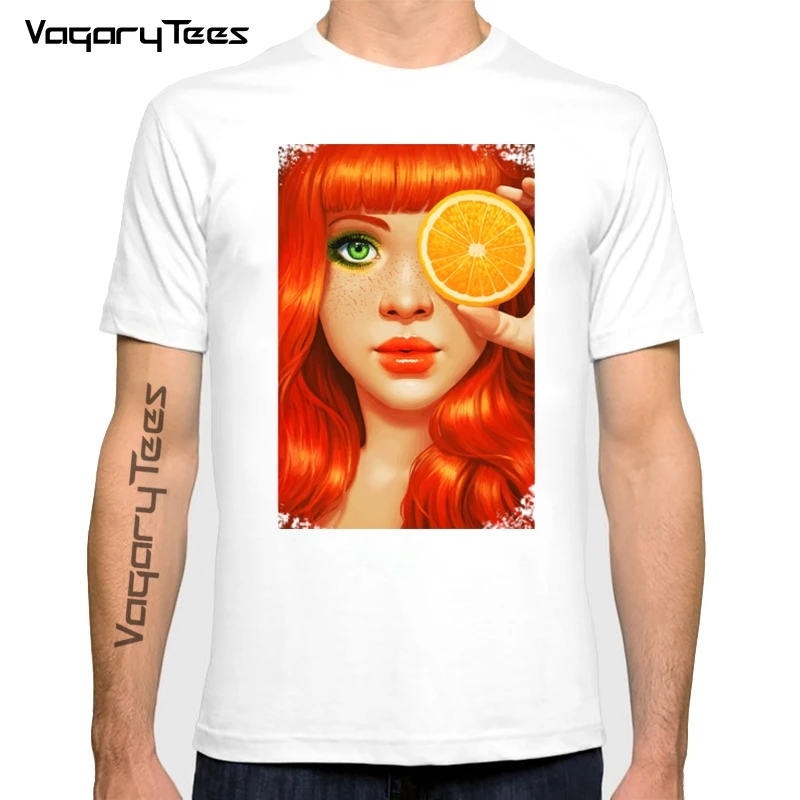 

2020 летняя креативная футболка Vagarytees, футболка с принтом Красной головы для девушек, мужская оранжевая модная футболка