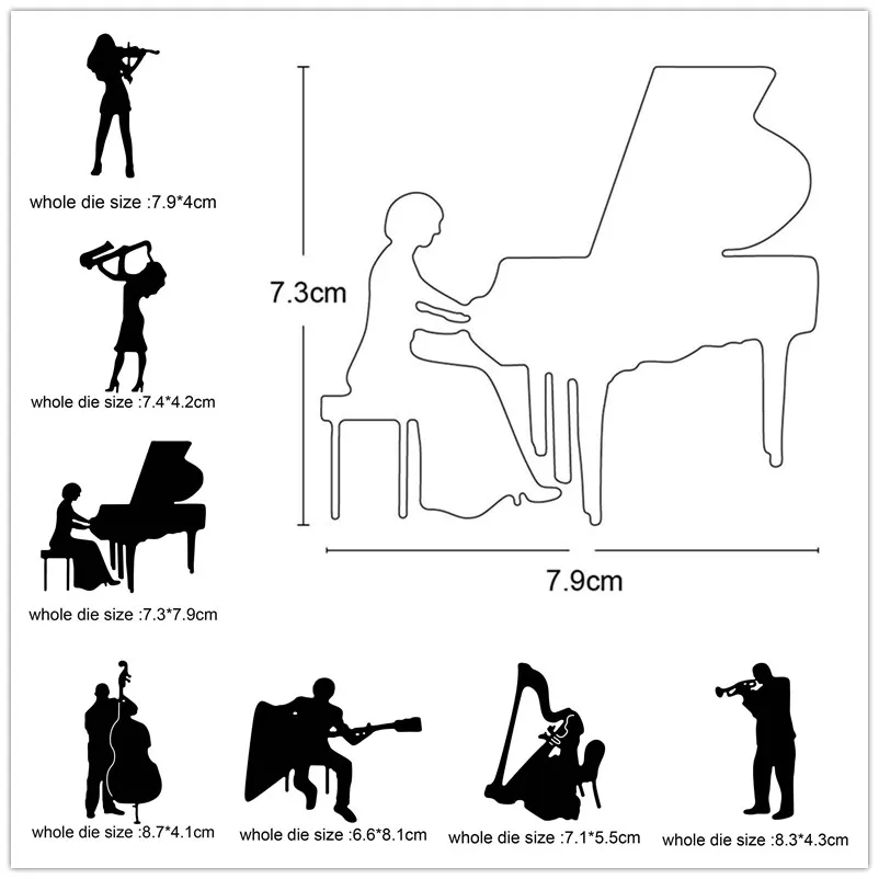 

playing instrument series metal cutting dies cut die Scrapbooking dies cards making crafts knife mould blade punch stencils dies