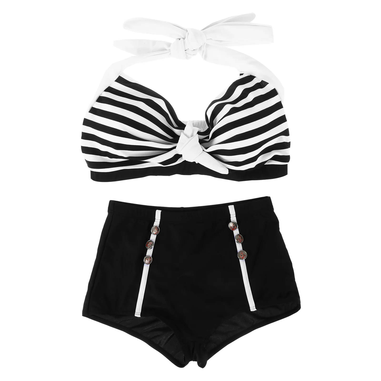 

1 Set Two Piece Swimsuit High-waisted Female Swimwear Fashion Swimming Clothes