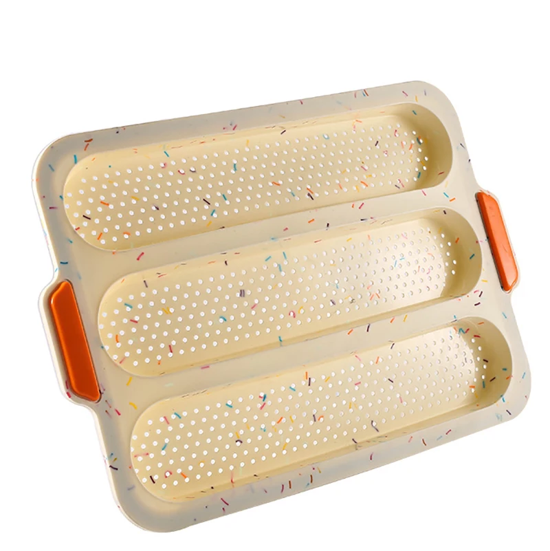 Антипригарная силиконовая лоток для багета 3 волны перфорированная форма