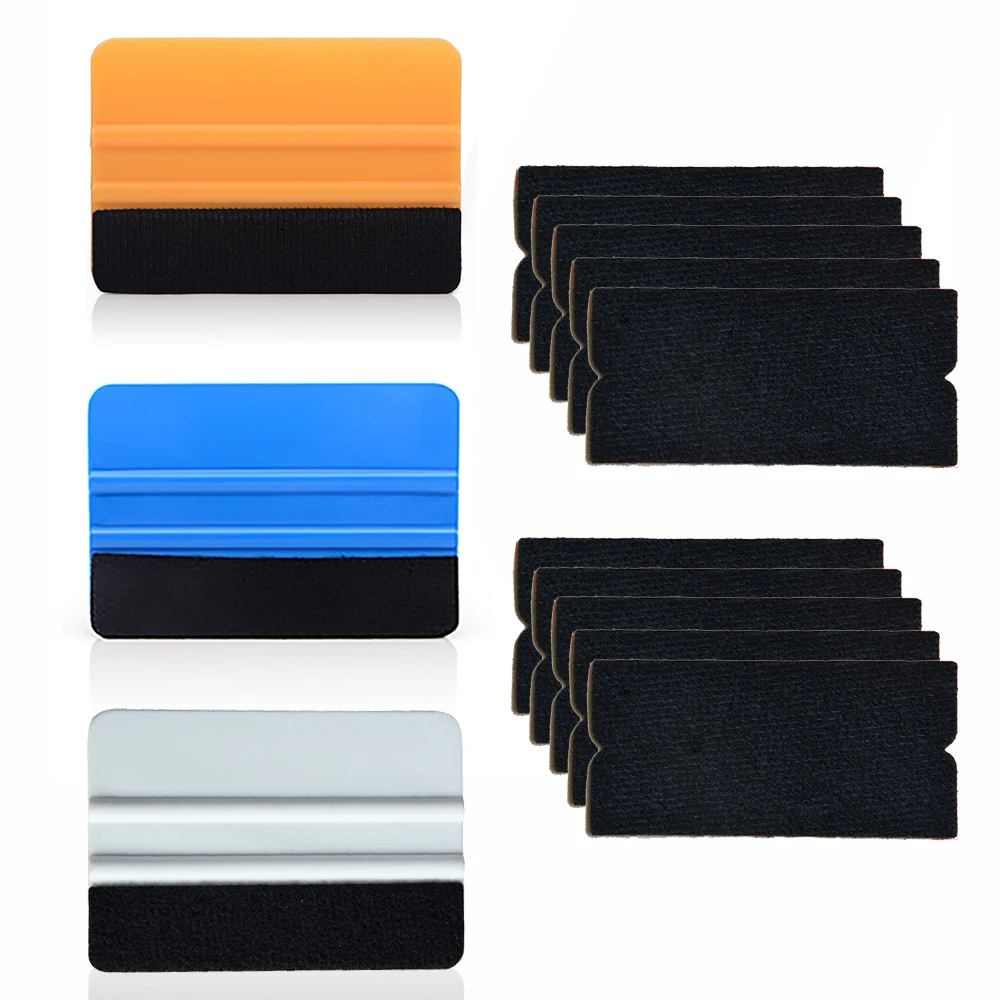 

EHDIS Carbon Wrap Film Car Vinyl Squeegee With 10pcs Spare Fabric Felt Air Bubble Cleaning Tool Glass Window Tint Scraper Wiper