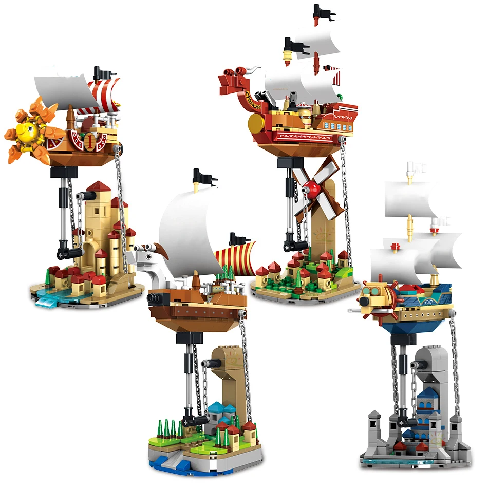 

Pirates Boats Series The Thousand Sunny Air Sailboat Luffy Blocks Model High-tech Suspended Building Bricks Children Toys Gifts