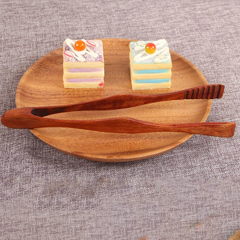 

1 шт. кухонные щипцы пищевые инструмент для барбекю инструмент для салата бекона стейка хлеба торта деревянный зажим домашняя кухонная утва...