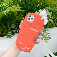 silicone soft luxury 3d cute carrot phone case for iphone 12 mini 11 pro max x xs max xr 7 8 plus 2020 se anti knock back cover