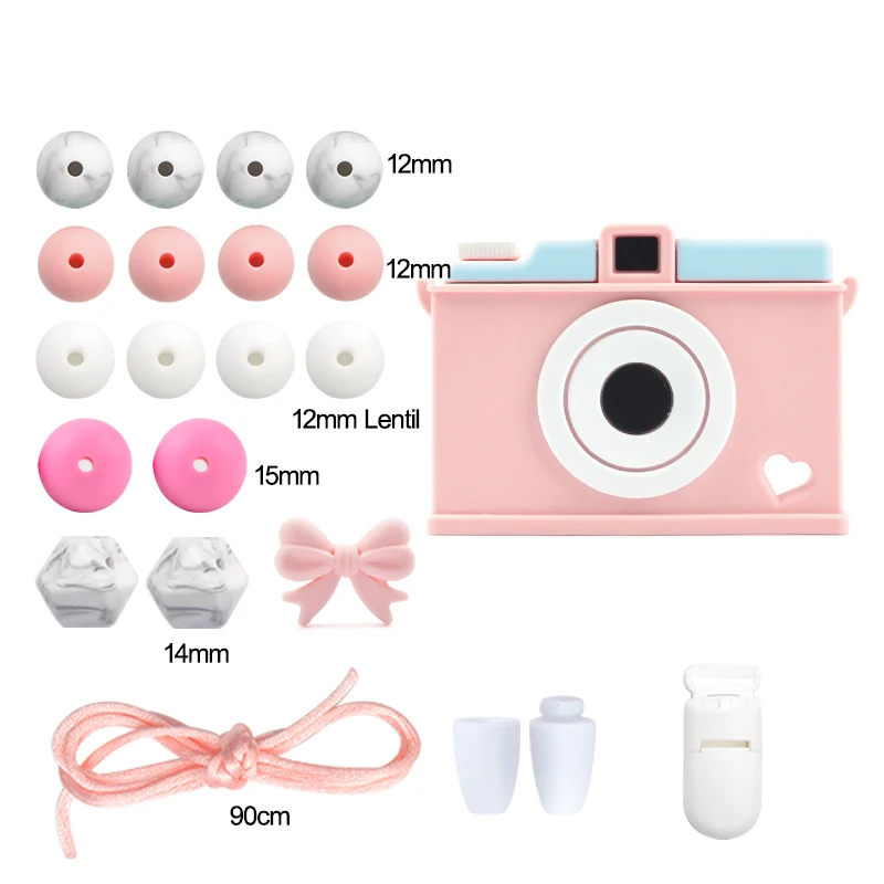 camera 1 LOFCA, детский силиконовый прорезыватель, сделай сам, енот, коала, детский прорезыватель, ожерелье, игрушка, мультфильм, соска, цепь, зажим, пищевые Силиконовые Бусины - Окраска металла: camera 1
