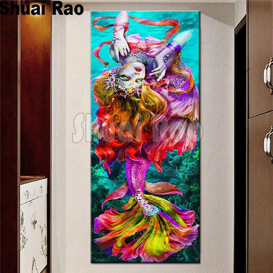 

large size Square Drill Round Drill Fantasy mermaid Mosaic Diamond Painting Cross Stitch DIY artwork Embroidery 5d puzzle gift
