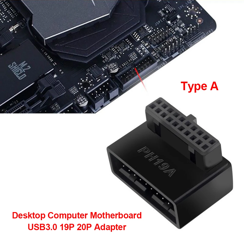 USB 3.0 19P 20P 90 Degree Computer Motherboard Header Adapter Plug-in Converter PC Desktop High Speed Mainboard Connector Plugs