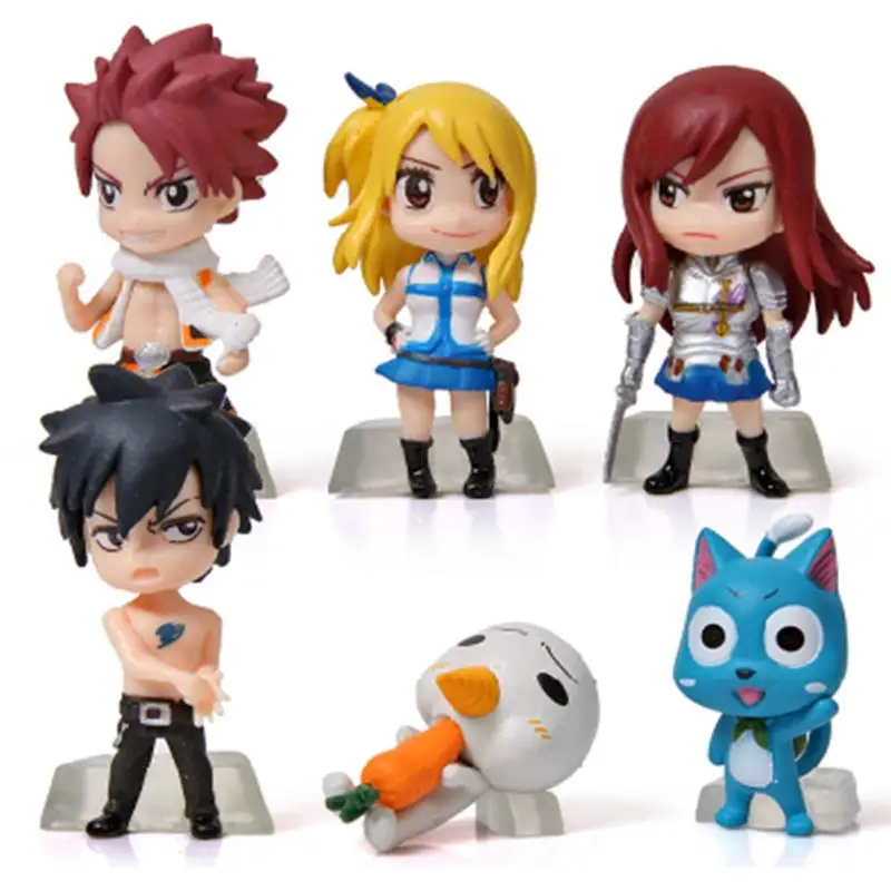 6 шт./компл. персонажа Fairy Tail Natsu серый Люси Эрза фигурку игрушки куклы Ключ Пряжка 2