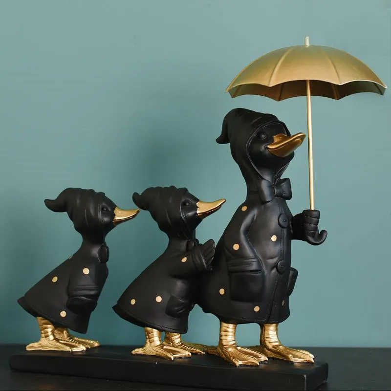 

[VIP] Nordic Light Luxury Hold Umbrella Little Black Duck Home Decoration TV Cabinet Wine Cabinet Porch Resin Crafts Furnishings