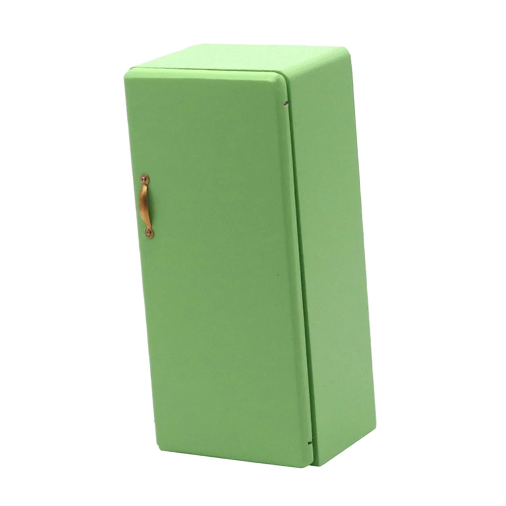 

1:12 Dollhouse Miniature Accessories Refrigerator, High Simulation Kitchen Prop Delicate Model Dollhouse Decor, Green