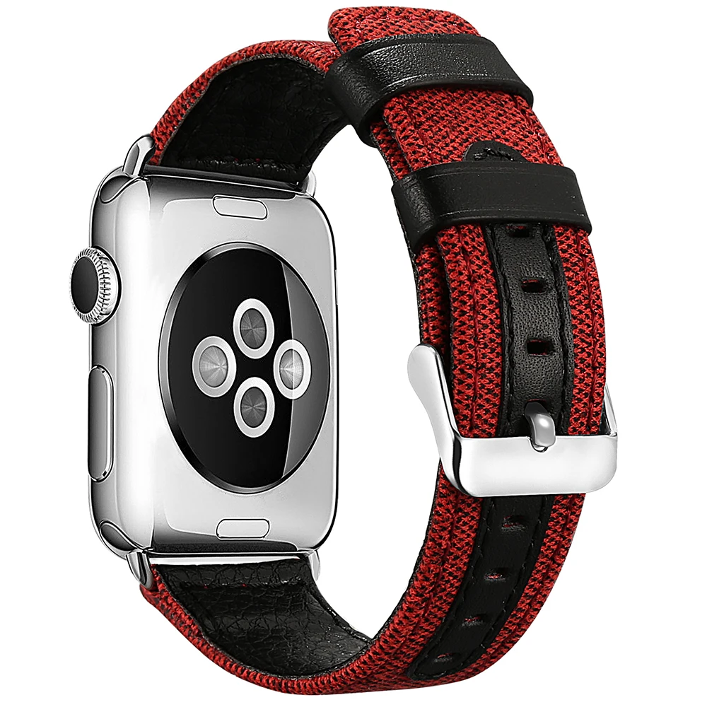 Классический джинсовый/кожаный ремешок для Apple Watch 38 мм 40 мм 42 мм 44 мм тканевый браслет для iWatch серии 2 3 4 ремешок для часов