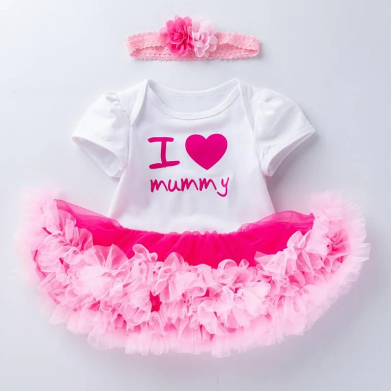 Love Mom (Я люблю маму Детское кружевное платье-комбинезон повязка на голову Детская