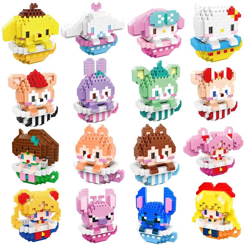 

HC Magic Blocks Cartoon Cat Mini Bricks Melodyy Micro Cup Anime Building Toy Juguetes Auction Model Toy Kids Gifts Girls Present