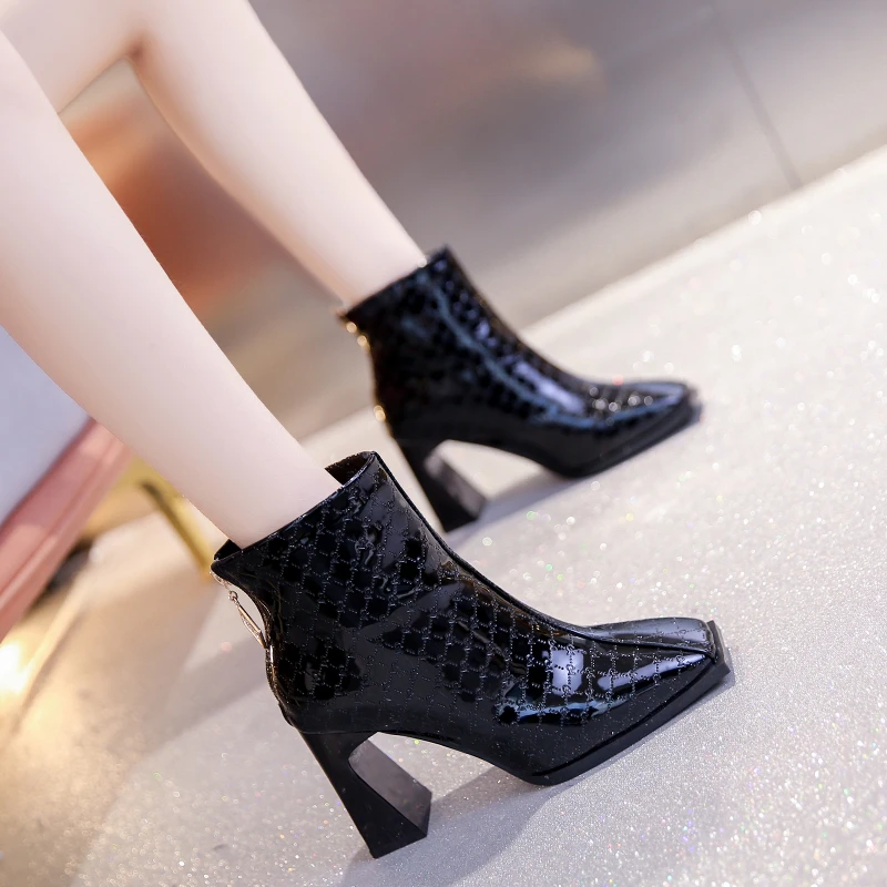 

NEW 2021 Autumn and Winter Fashion and Popular Hot Style Women's Ankle Boots, Square Toe Back Zipper Warm Women's Ankle Boots 40