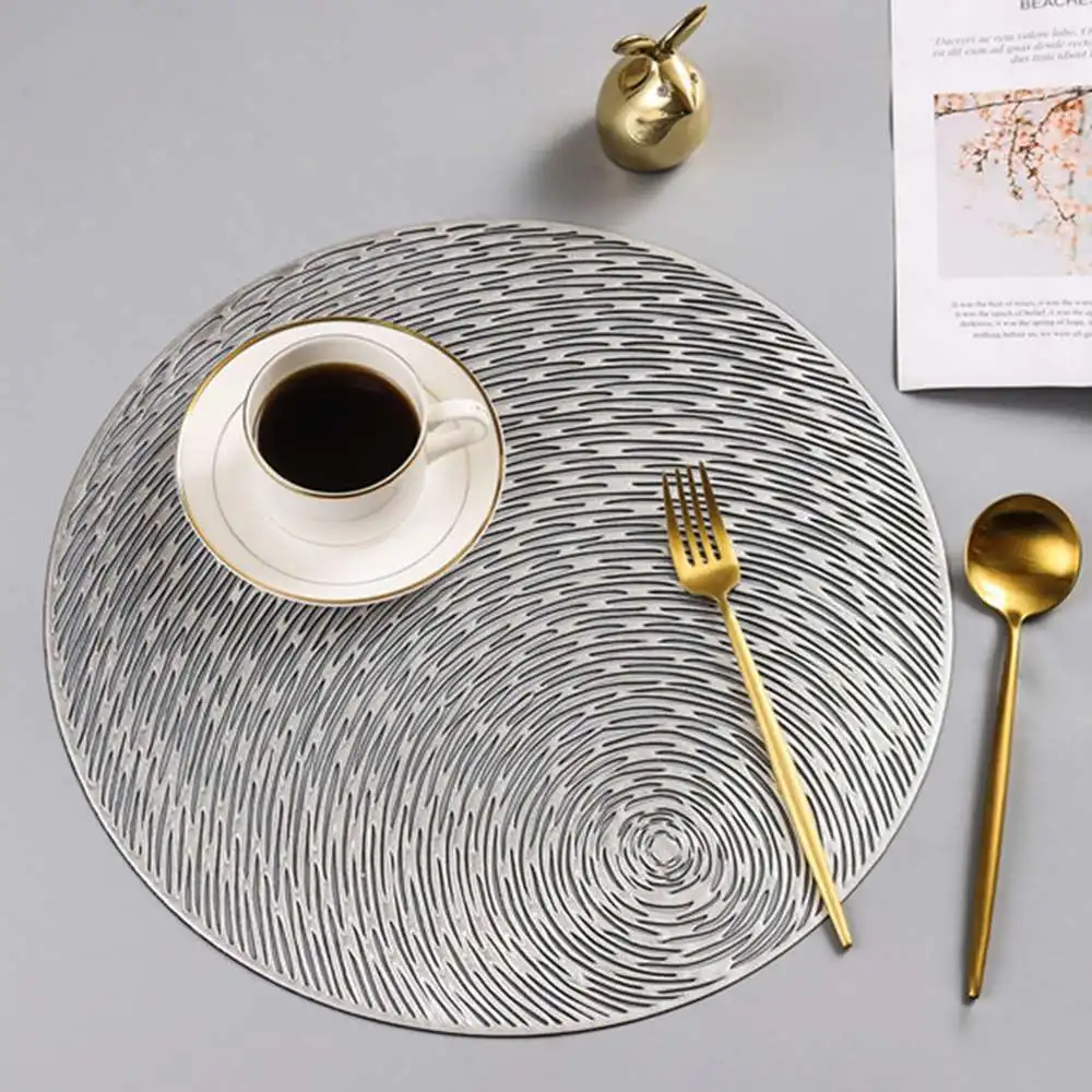 

Round PVC Placemats Hollow Dining Table Mats Heat Resistant Non-Slip Waterproof Drink Cup Coasters Steak Pad Kitchen Home Decor