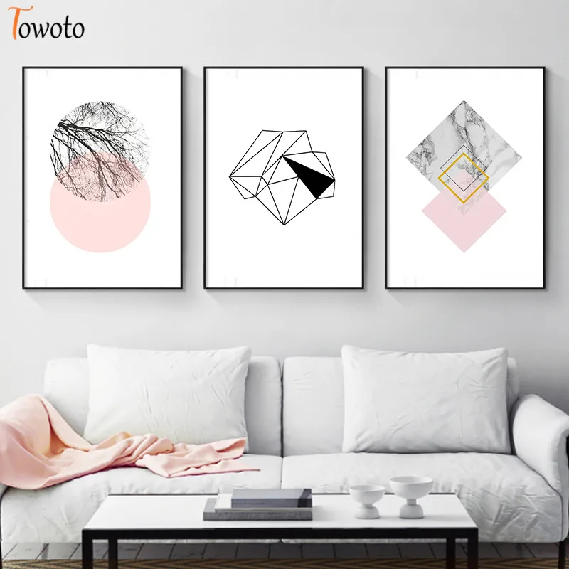 Абстрактное украшение Картина на холсте для гостиной постер с принтом розовый