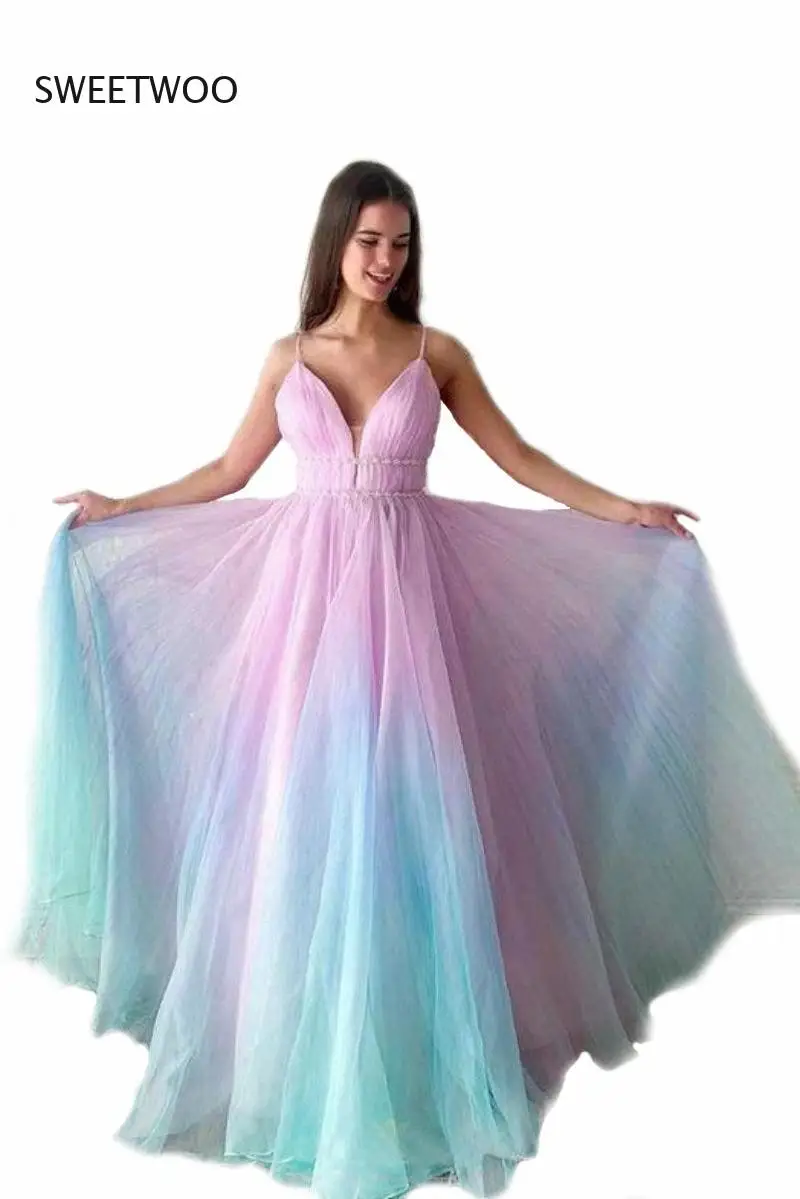 

2021 Spring and Summer New Women's Sexy Hanging Neck Gradient Color Printing Dress Long Skirt Dress