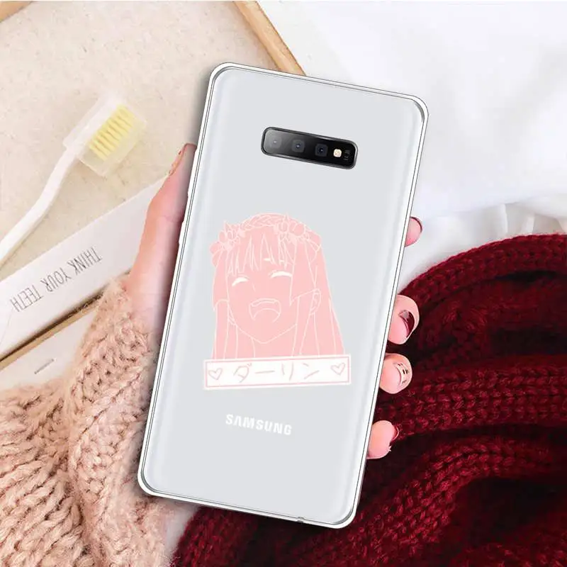 

Sexy anime girl Two zero lovely Pink Phone Case Transparent For Samsung Galaxy A 71 21s S note 8 9 10 plus 20 ultra