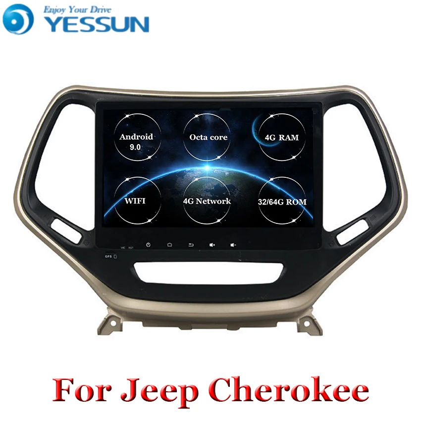 

10.1" IPS Android 9 Car DVD Multimedia Player GPS for Jeep Cherokee 2014 2015 2016 2017 audio car radio stereo navigation