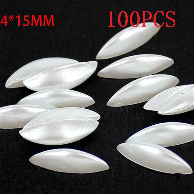 

Nail decorative pearl white horse eye Shape 4x15MM 100pcs Acrylic Nail art Flat Back Rhinestone Clothing accessories