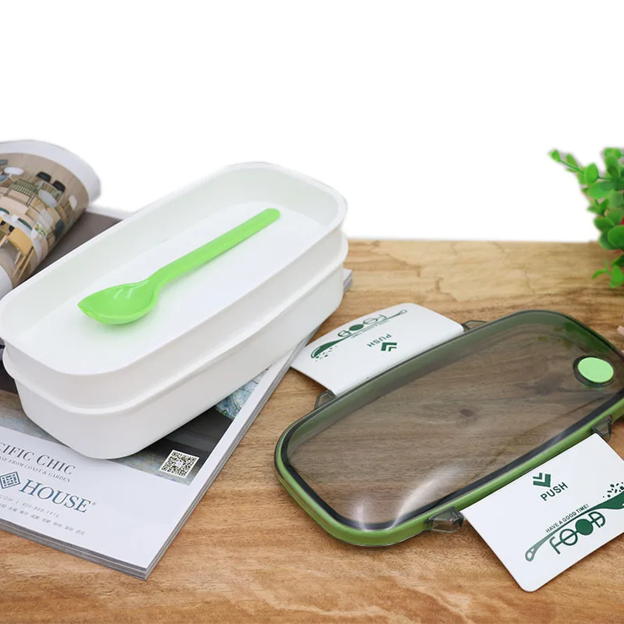 Детский Ланч бокс контейнеры Bento двухуровневый школьный с ложкой упаковочные