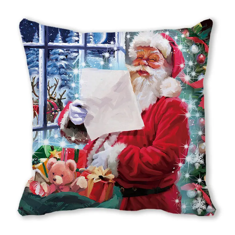new year 2022 christmas decorations for home 40 style snow scene santa 45x45cm cushion cover ornaments natal adornos de navidad free global shipping