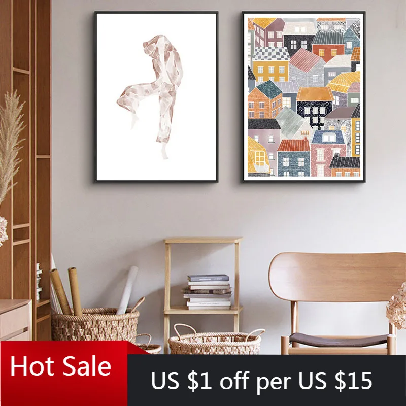 Настенный постер в скандинавском стиле с разноцветными надписями на стену