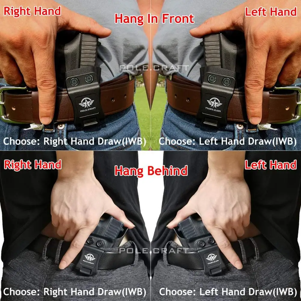 

PoLe.Craft IWB Tactical KYDEX Holster Custom Fits: Glock 43 Inside Concealed Carry Waist Gun Holster Pistol Case Accessories bag