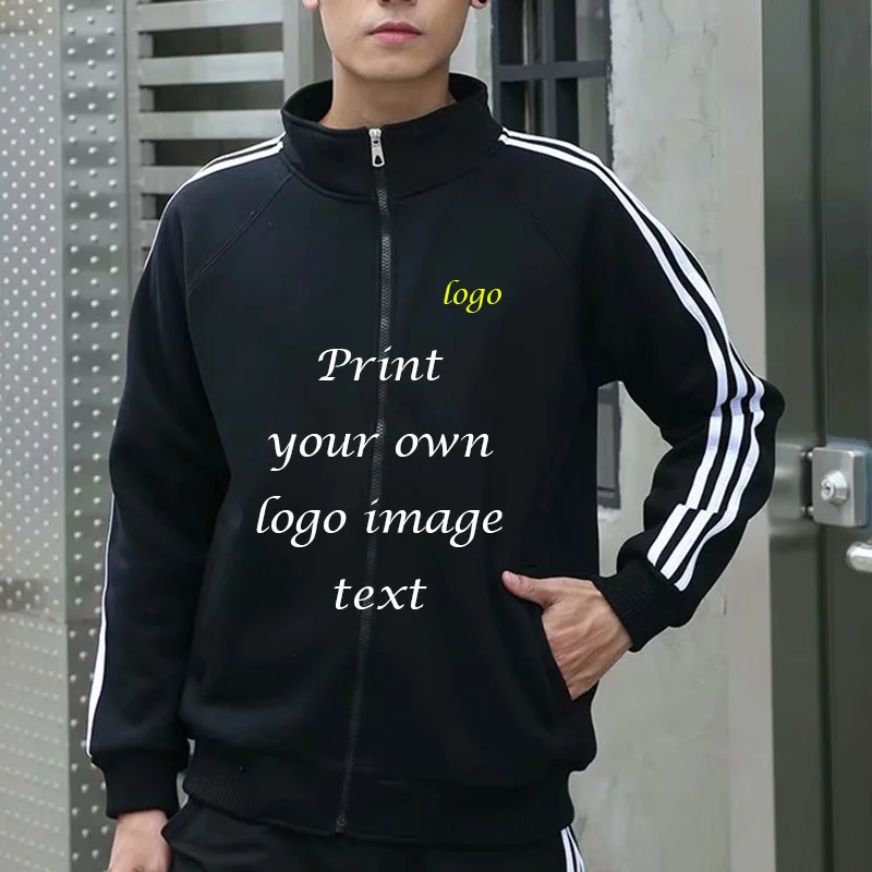 Толстая Толстовка с воротником стойкой и молнией логотипом на заказ|Мужские