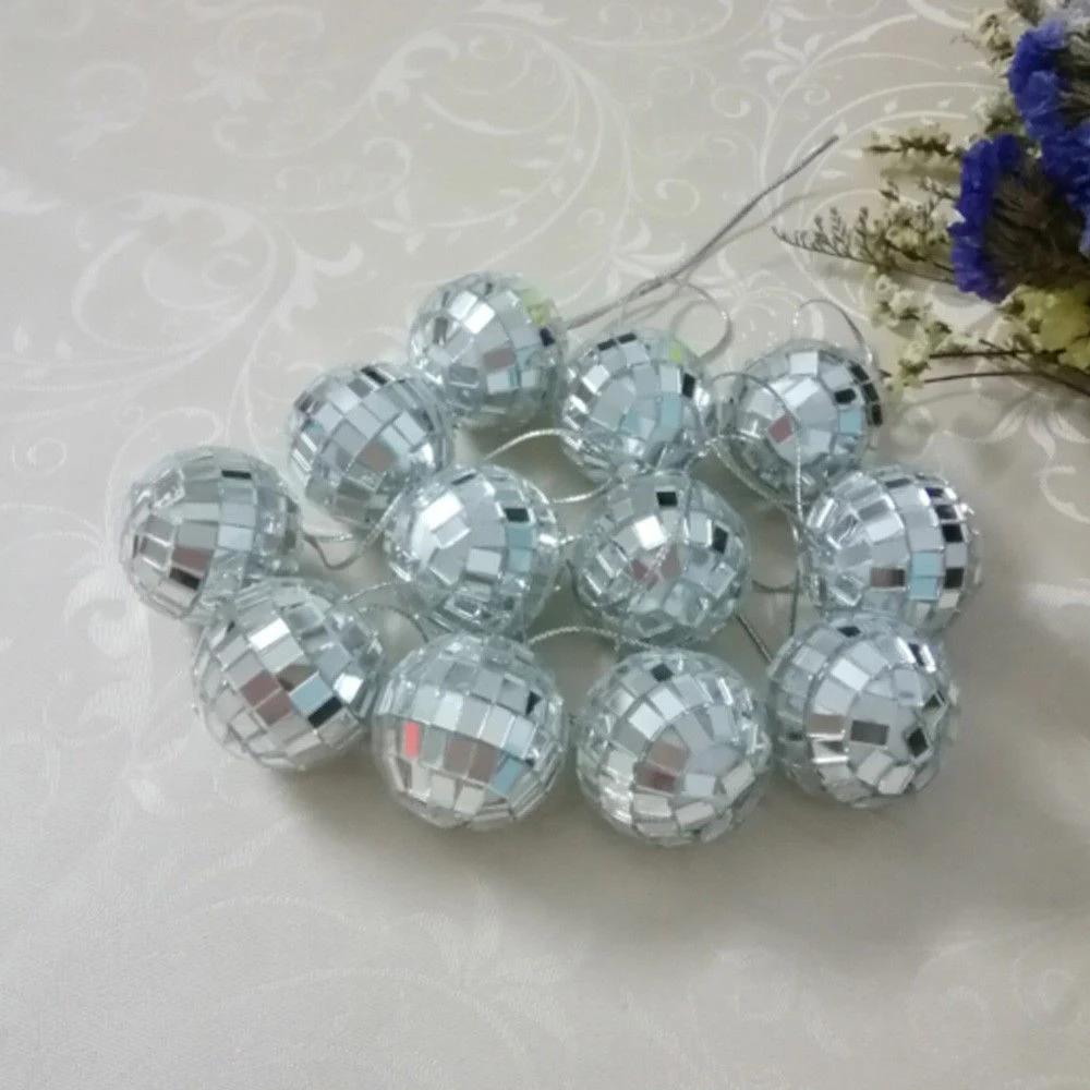 24 шт./компл. зеркальный стеклянный шар с блестками легкий серебристый для