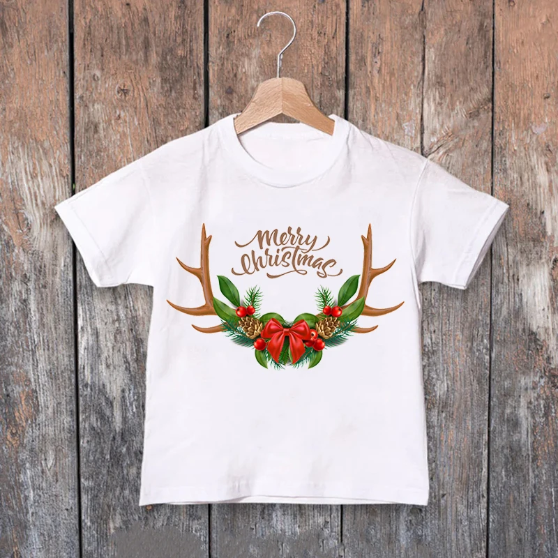 Camiseta divertida de &aacute;rboles de ciervos de Navidad para ni&ntilde;os y ni&ntilde;as, ropa de Navidad, camisetas Harajuku, Top de manga corta 2022-1
