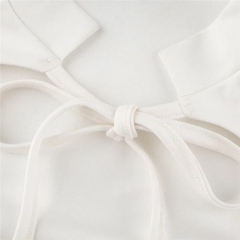 Однотонная открытая футболка с длинным рукавом на шнуровке осень 2020 Женская