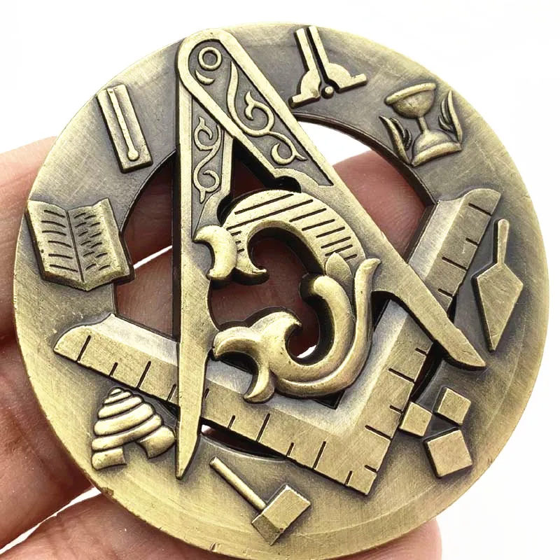 Немагнитные памятные монеты 50 мм из масонской бронзы |