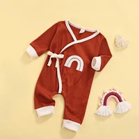 baby clothing newborn rainbow printed long sleeves tie up jumpsuits toddler girls boys spring autumn rompers 0 12 months