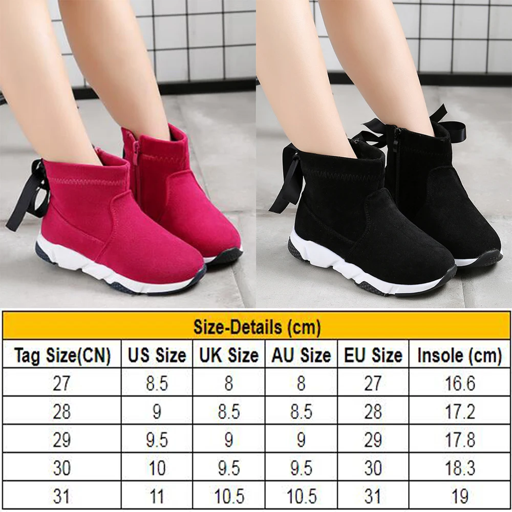 Теплые ботинки для девушек зимние детские детская обувь с бантом Детские