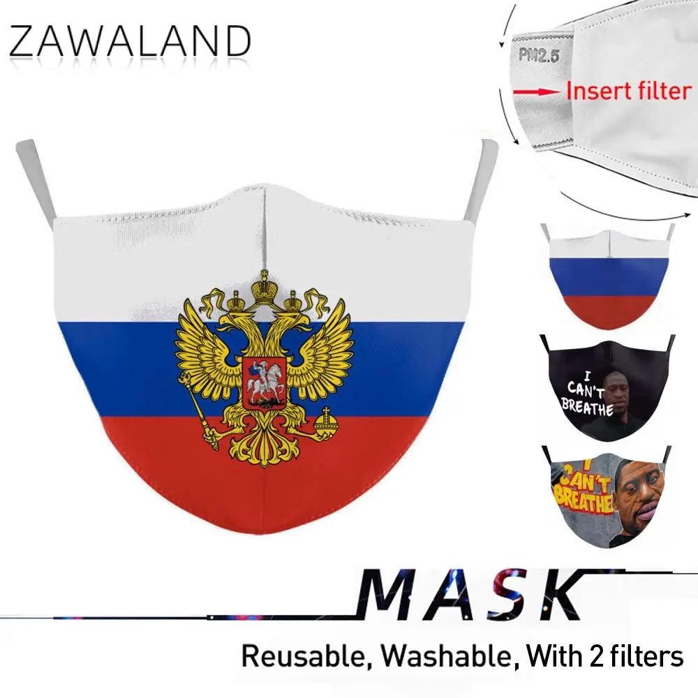 

Zawaland Women Men RU Flag Mouth Face Mask I CANT BREATHE Printed Masks Proof-dust Mouth-muffle Mask Protective Filters Mask