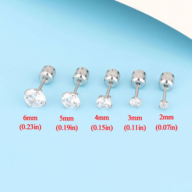 

Fashion 4 Colors Titanium Steel Crystal Ear Studs Boys And Girls True Zircon Earrings Piercing DIY Party Earrings Jewelry Gift