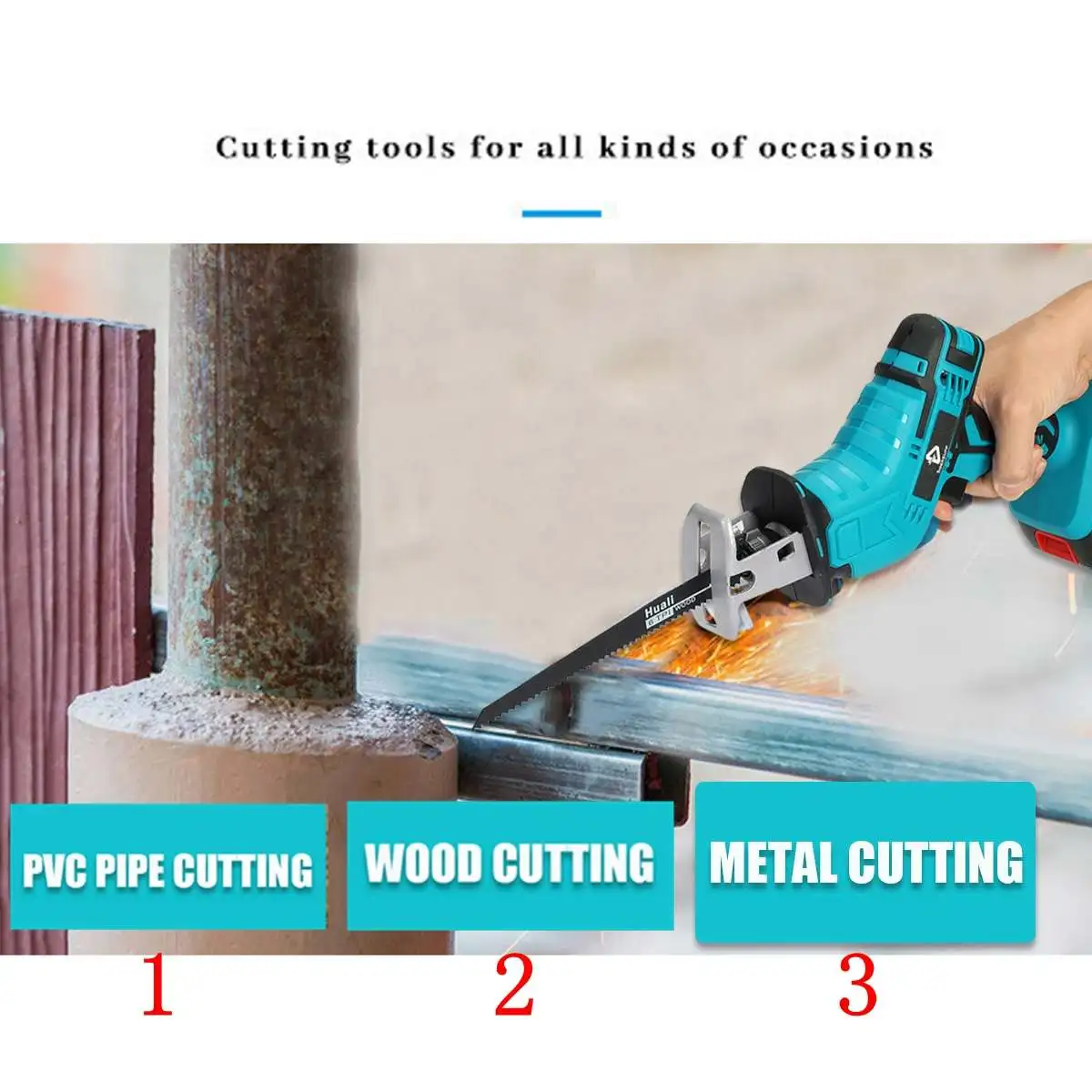 

21V 5000rpm/min Electric Saws Reciprocating Saw Cordless Metal Wood Cutting Tools with 4 blades & battery For Makita 18V Battery