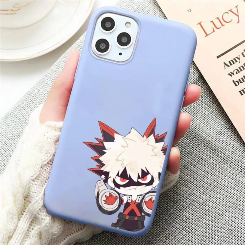 

Anime My Hero Academia Phone Case Candy Color Blue for iPhone 11 12 pro XS MAX 8 7 6 6S Plus X 5S SE 2020 XR