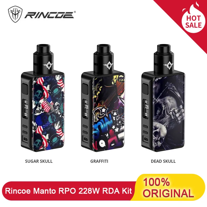 Электронная сигарета Rincoe Manto Pro Vape Kit 228 Вт питание от двух аккумуляторов 18650 с