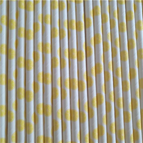 lemon Фрукты, ананас, клубника, арбуз, лимон, бумажные соломинки для дня рождения, свадьбы, декоративные вечерние товары, креативные питьевые соломинки - Цвет: lemon