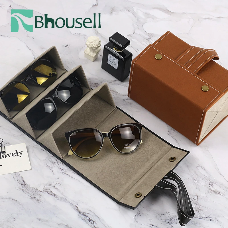 

Jewelry Storage Box Multifunctional PU Leather Multilayer Glasses Sunglasses Decoration Case Magnetic Switch Household Items
