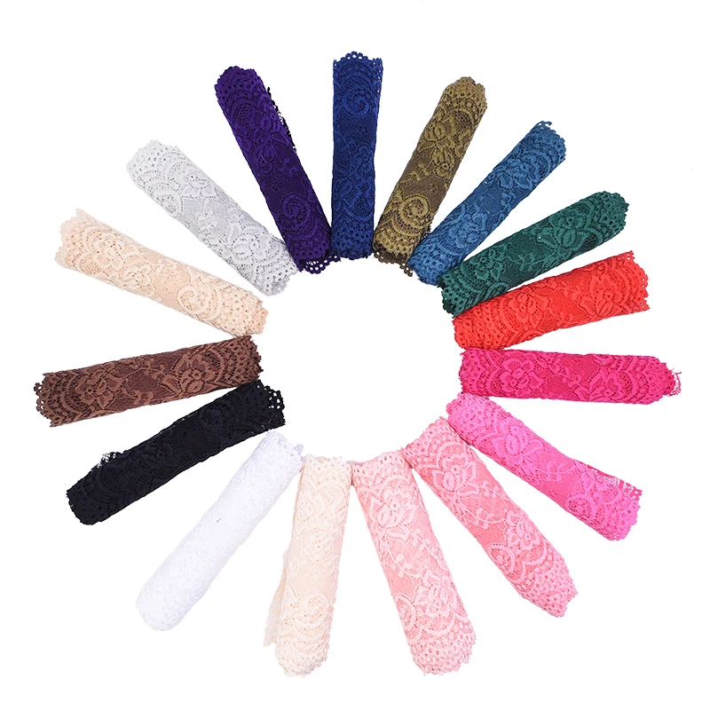 

15cm width Colored Nylon Lace Flower Fabric DIY Embroidered Lace Roll Handmade Sewing Wedding Home Party Packaging Ribbons Craft
