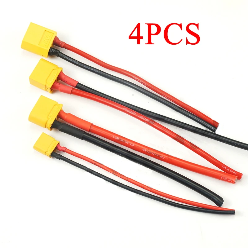 

4PCS XT60 / XT30 Male Head Battery Modified Line Power Cord T-Plug Connector With 12/14/16 / 18AWG Silicone Wire For RC Aircraft