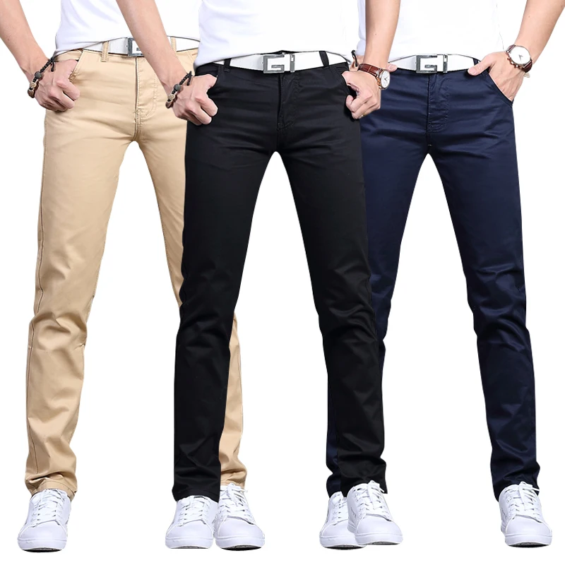 

New Design Casual Men Pants Cotton Slim Pant Straight Trousers Fashion Business Solid Pants Men Pantalon Pantalones Hombre Homme