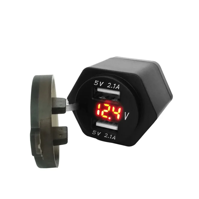 Зарядное устройство для мотоцикла с двойным USB разъемом DIN 4.2A вольтметр