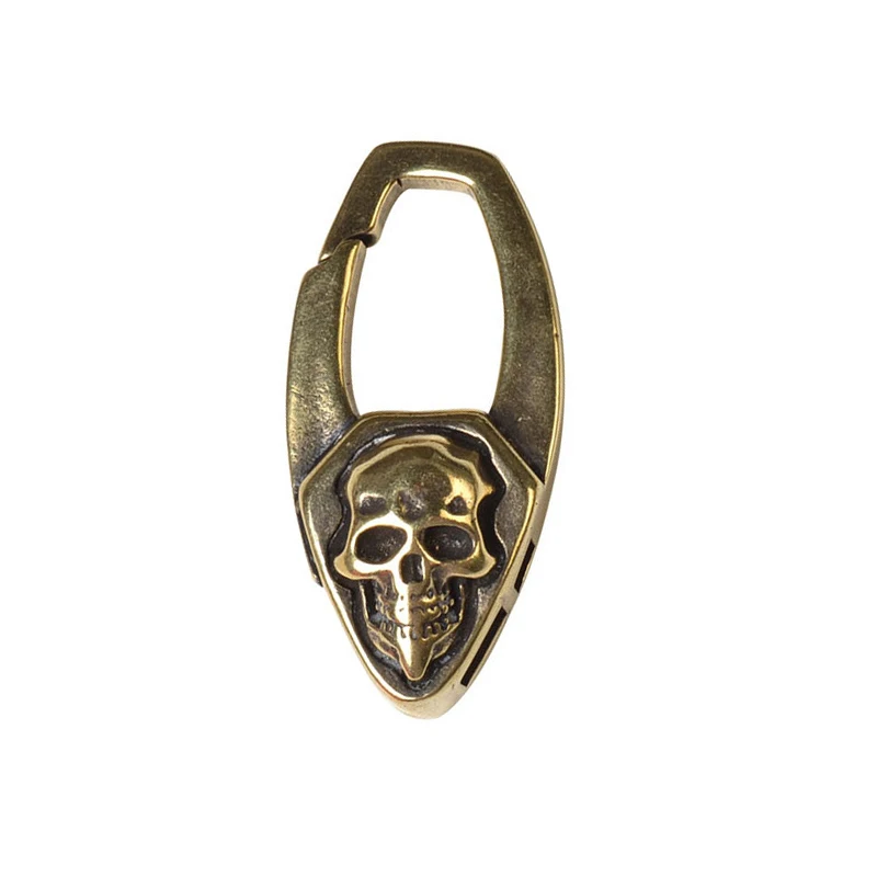 Skull A Винтажный Панк мужской медный череп лицо автомобильный брелок металлический латунный брелок для ключей в виде скелета кольца подвесные ювелирные изделия Брелки «сделай сам» части - Цвет: Skull A
