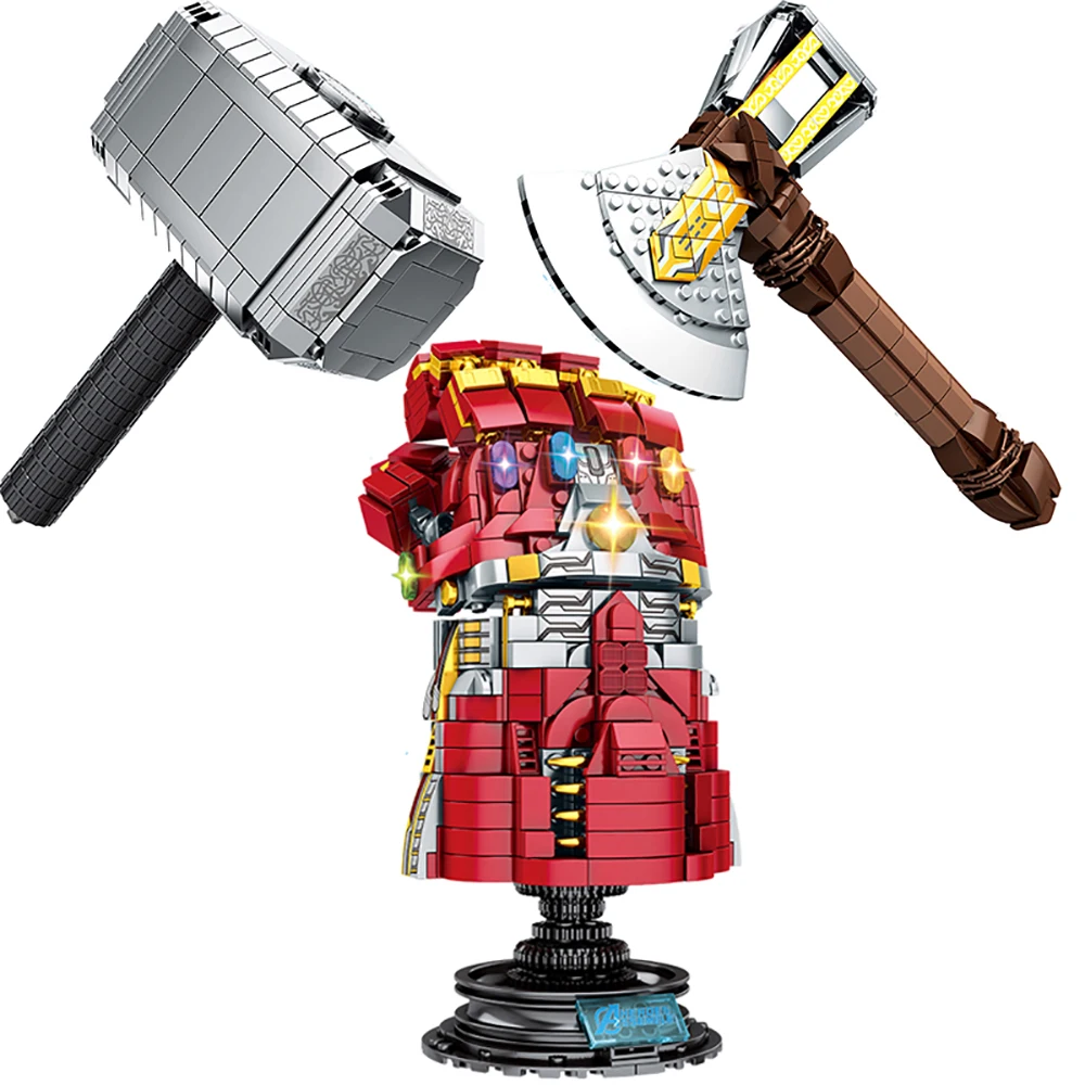 Мстители 4 Совместимые lepiningInfinity Gauntlet Thanos Marvel супер герой строительный блок Hammerfall